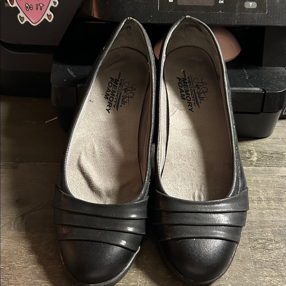 Life Stride Black Loafers with Memory Foam